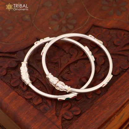 925 Sterling silver baby bangle bracelet with ball design from Tribal Ornaments, featuring smooth silver finish and delicate craftsmanship.