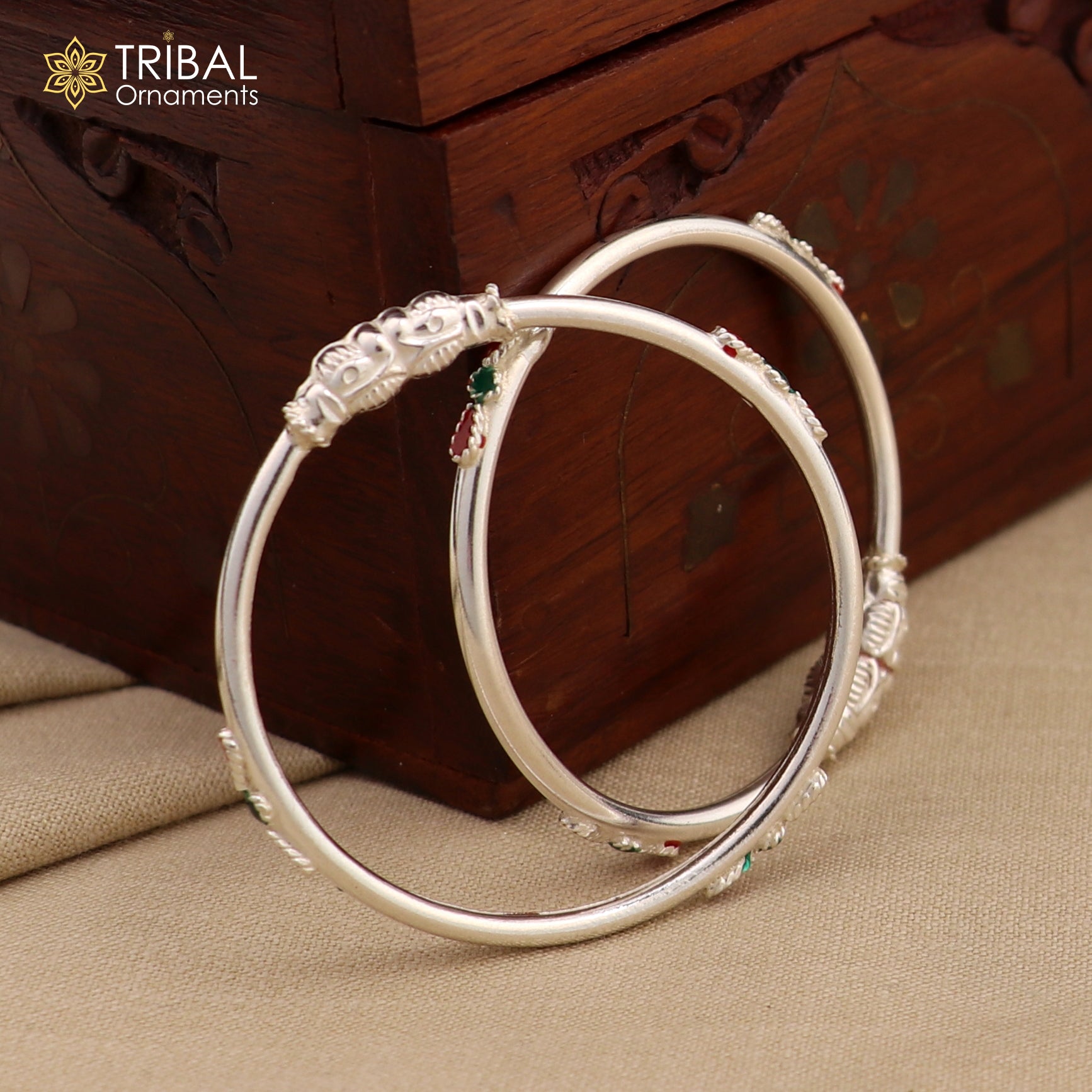 925 Sterling silver ball design baby bangle bracelet kada, fabulous silver baby jewellery bbk217 - TRIBAL ORNAMENTS