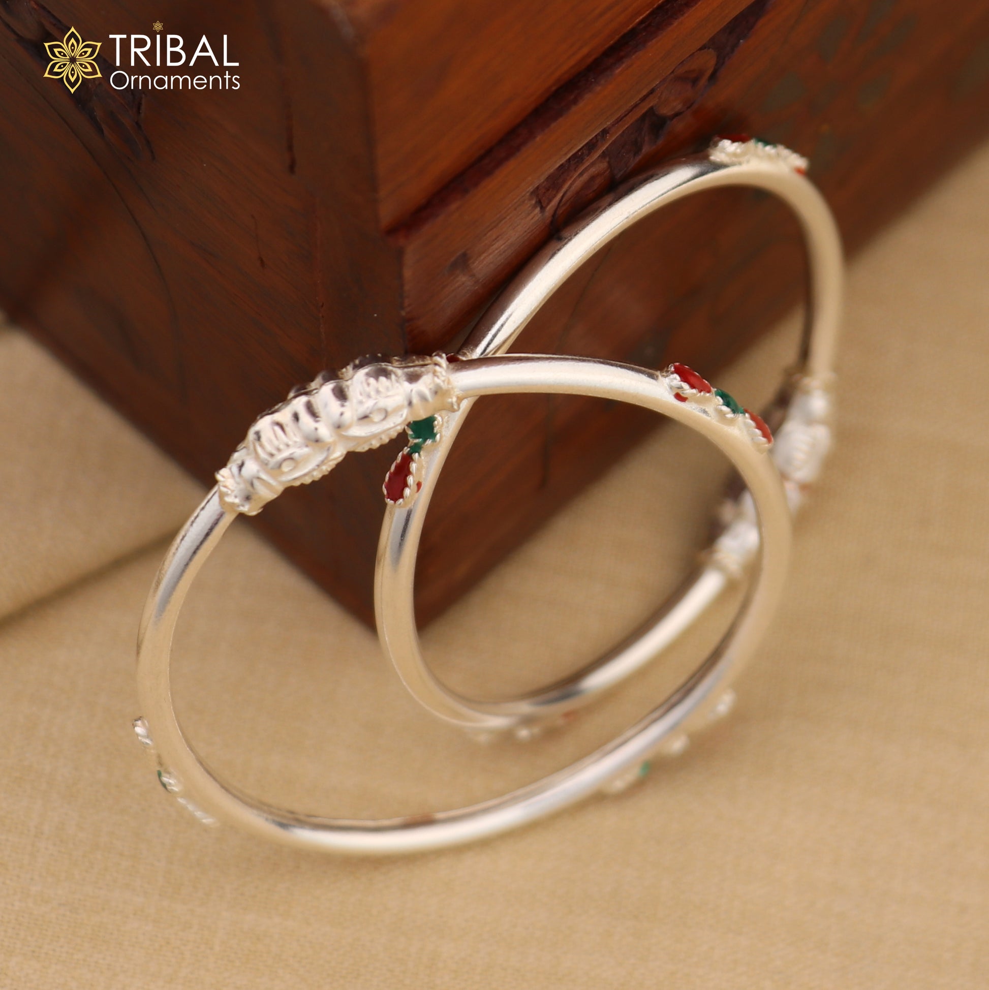 925 Sterling silver ball design baby bangle bracelet kada, fabulous silver baby jewellery bbk217 - TRIBAL ORNAMENTS