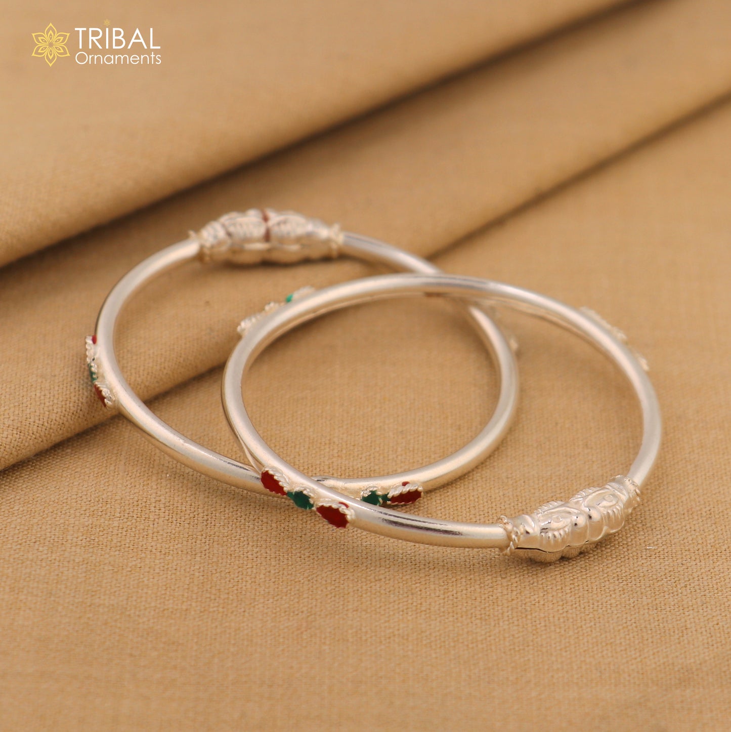 925 Sterling silver ball design baby bangle bracelet kada, fabulous silver baby jewellery bbk217 - TRIBAL ORNAMENTS