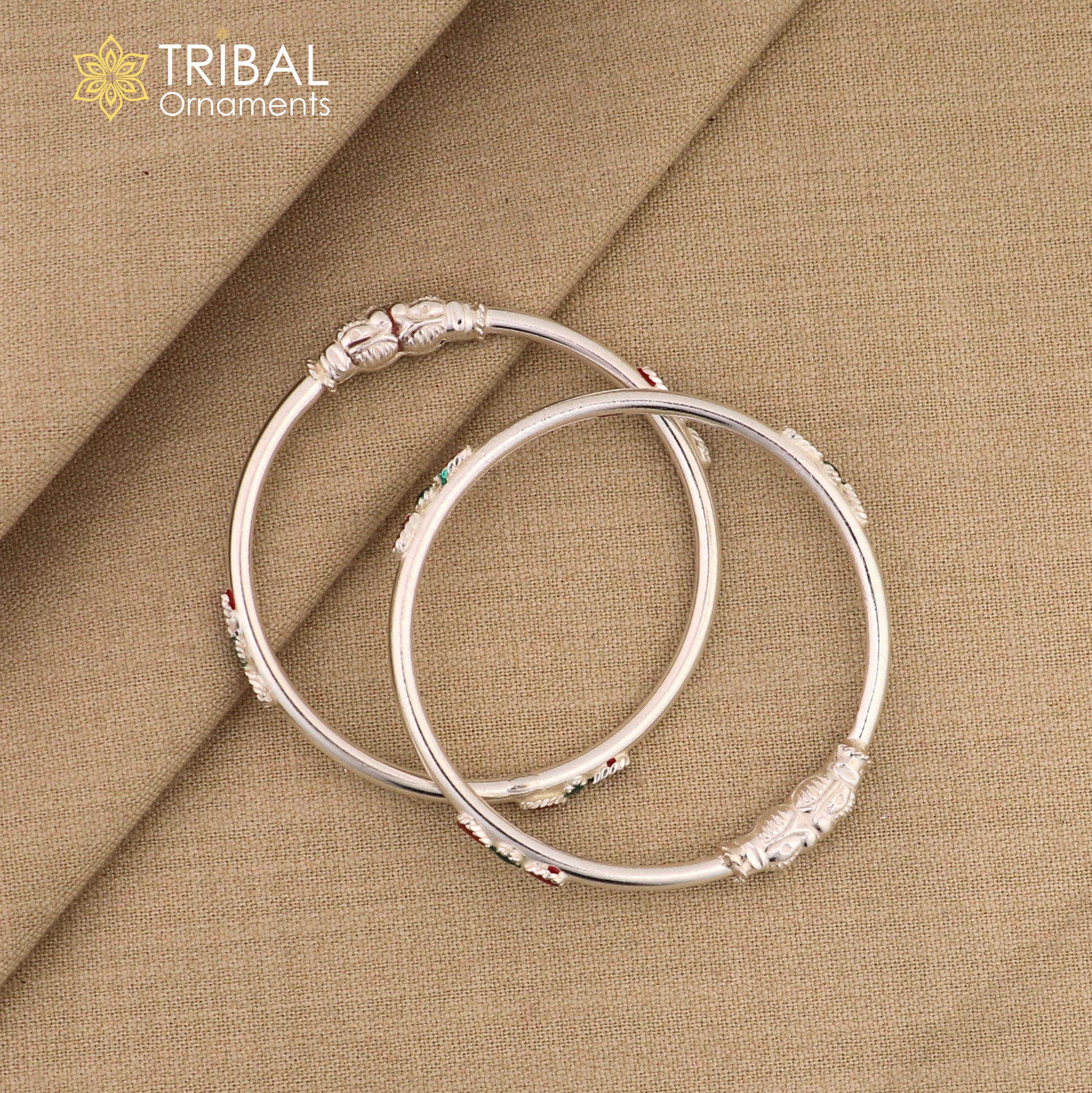 925 Sterling silver ball design baby bangle bracelet kada, fabulous silver baby jewellery bbk217 - TRIBAL ORNAMENTS