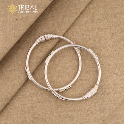 925 Sterling silver baby bangle bracelet with ball design, tribal ornaments silver jewelry for infants and young children.