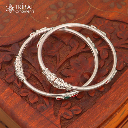 925 Sterling silver baby bangle bracelet with ball design from Tribal Ornaments, showcasing a delicate and stylish silver baby jewelry piece.