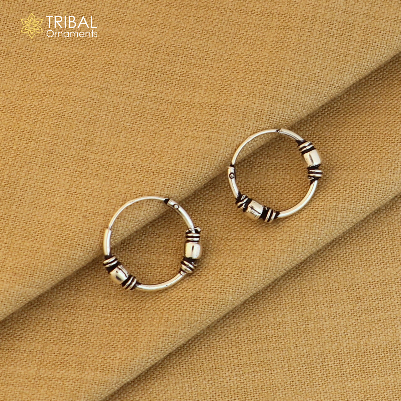 925 sterling silver ball design bali hoops earrings bali tribal ethnic jewelry er245 - TRIBAL ORNAMENTS