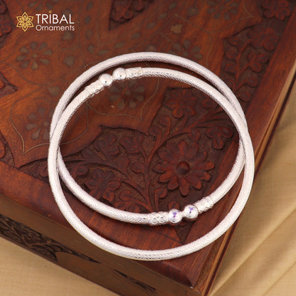 Sterling silver ball design traditional women's foot kada ankle bracelet with tribal jewelry style, customized and handcrafted.