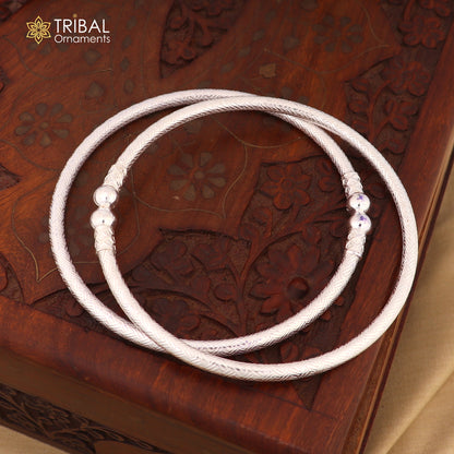 Sterling silver traditional women's ankle bracelet with ball design foot kada, tribal jewelry, customized and handcrafted.
