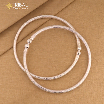 Sterling silver ball design traditional women's foot kada ankle bracelet with tribal jewelry style, customized and handcrafted.
