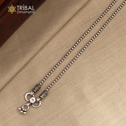 Sterling silver beaded anklet bracelet with lightweight ball chain design, featuring fancy jewelry style from Tribal Ornaments.