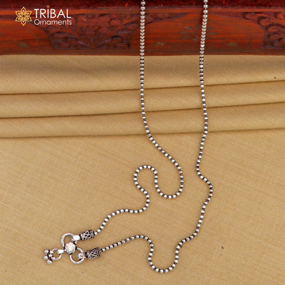 925 sterling silver beaded ball chain anklet bracelet by TRIBAL ORNAMENTS, lightweight and stylish jewelry for ankles.