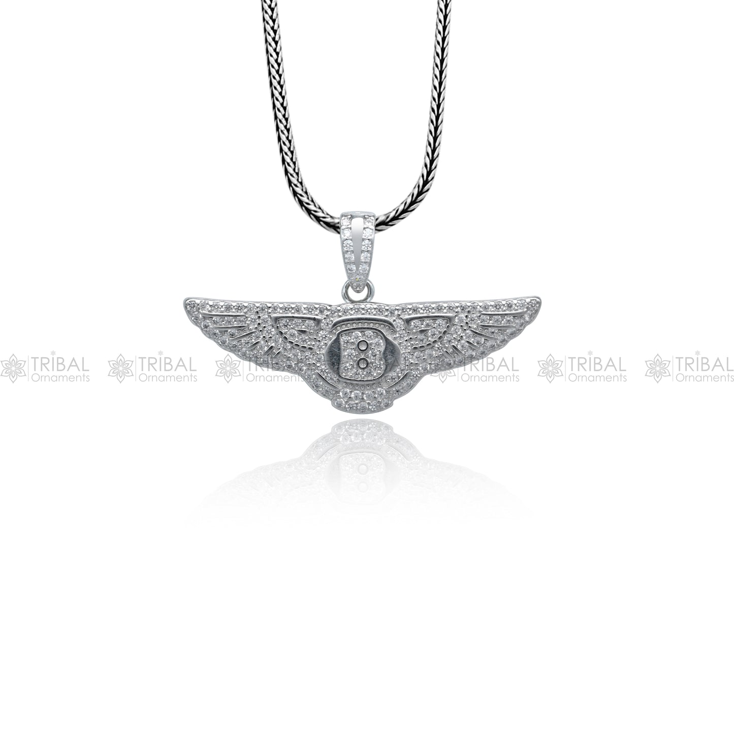 925 Sterling silver Bentley Motors logo pendant by Tribal Ornaments, featuring a sleek Bentley emblem design.