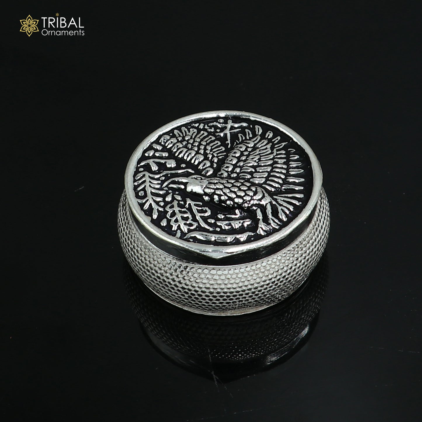 925 sterling silver bird design trinket,casket, Sindoor box brides jewelry stb881 - TRIBAL ORNAMENTS