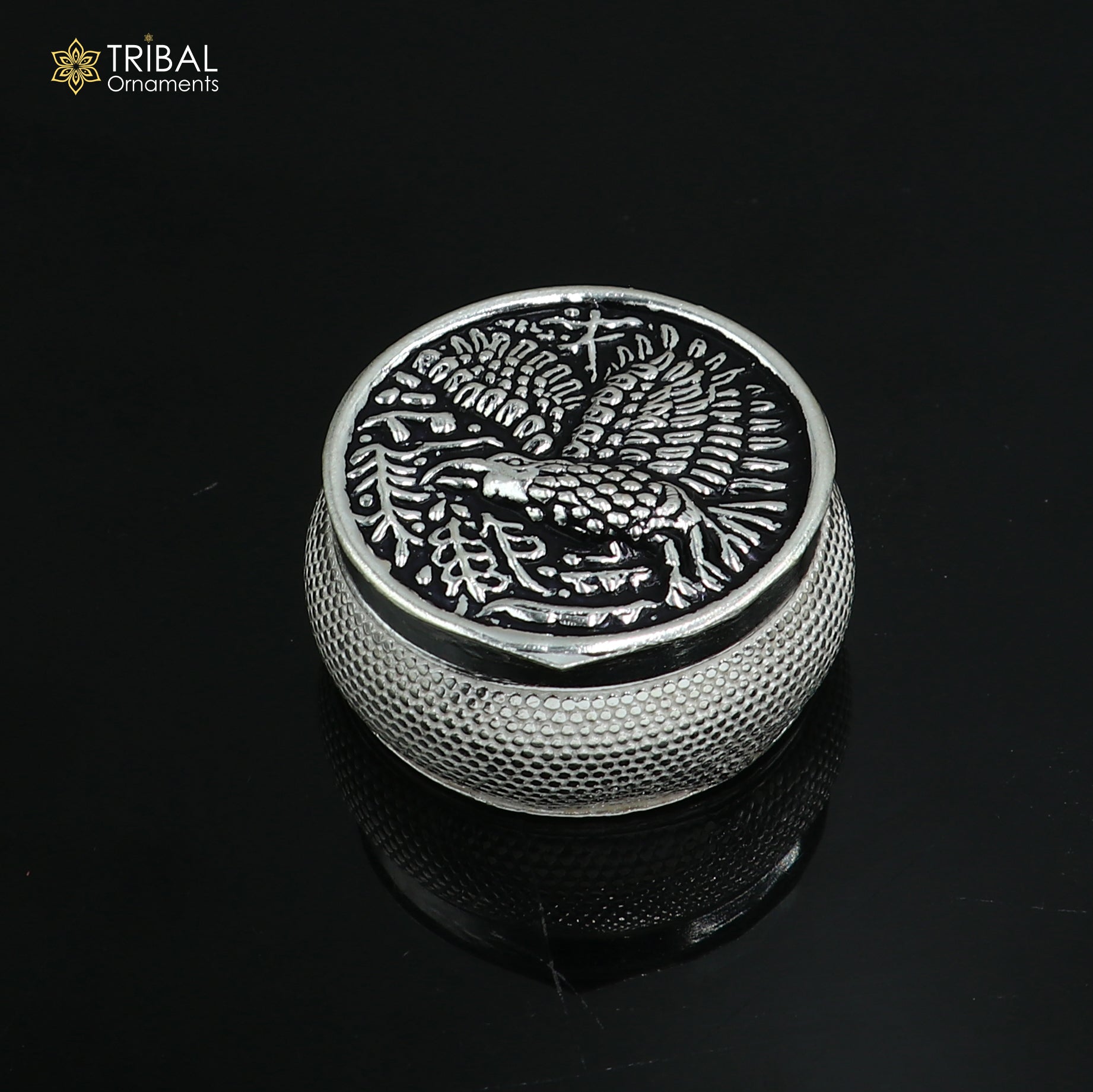 925 sterling silver bird design trinket,casket, Sindoor box brides jewelry stb881 - TRIBAL ORNAMENTS