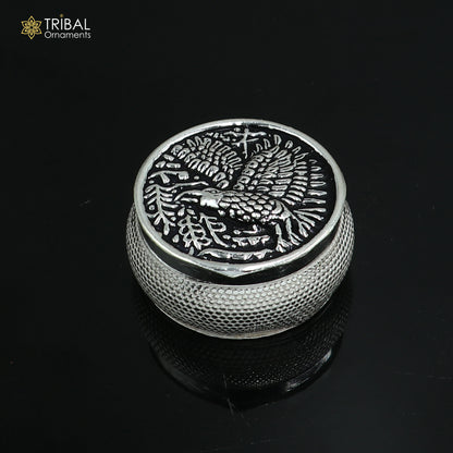 925 sterling silver bird design trinket,casket, Sindoor box brides jewelry stb881 - TRIBAL ORNAMENTS