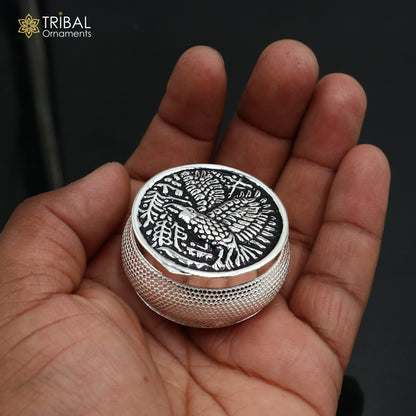 925 sterling silver bird design trinket,casket, Sindoor box brides jewelry stb881 - TRIBAL ORNAMENTS