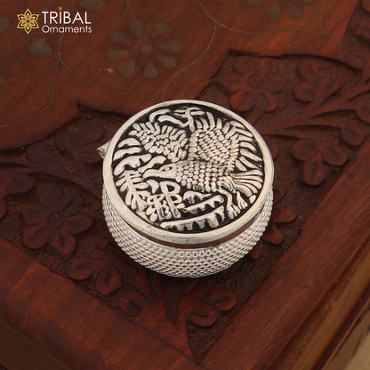 925 sterling silver bird design trinket,casket, Sindoor box brides jewelry stb881 - TRIBAL ORNAMENTS
