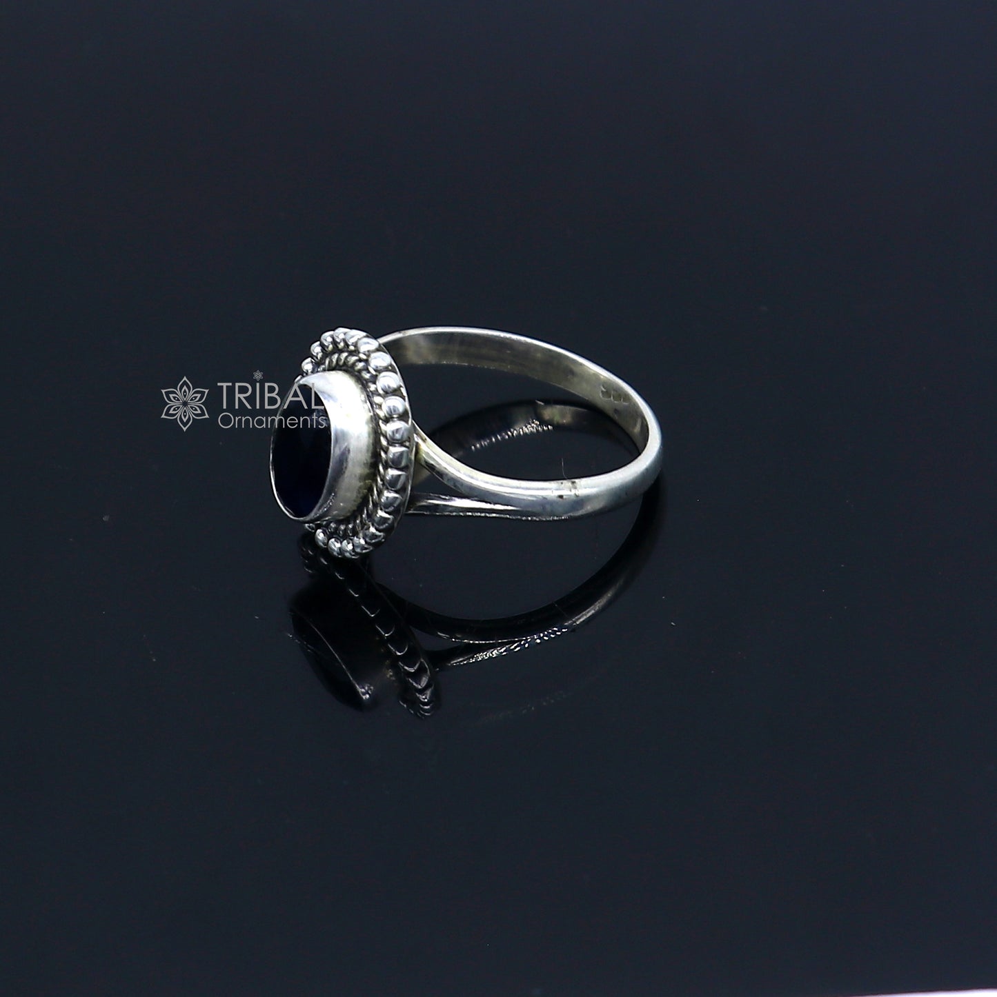 925 sterling silver black colour stone ring Jewelry sr732 - TRIBAL ORNAMENTS