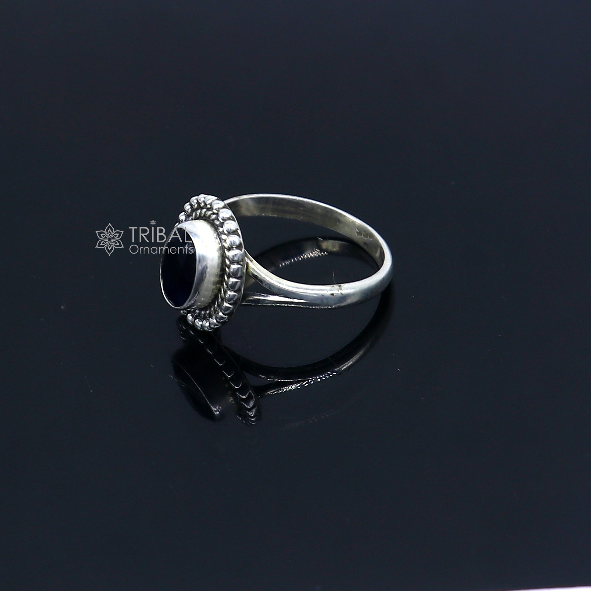 925 sterling silver black colour stone ring Jewelry sr732 - TRIBAL ORNAMENTS