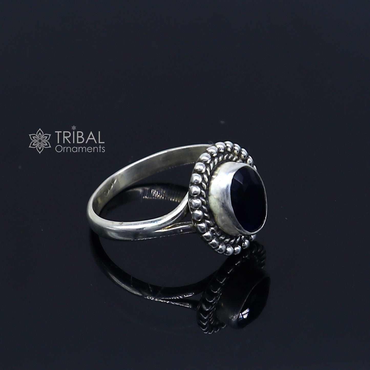 925 sterling silver black colour stone ring Jewelry sr732 - TRIBAL ORNAMENTS