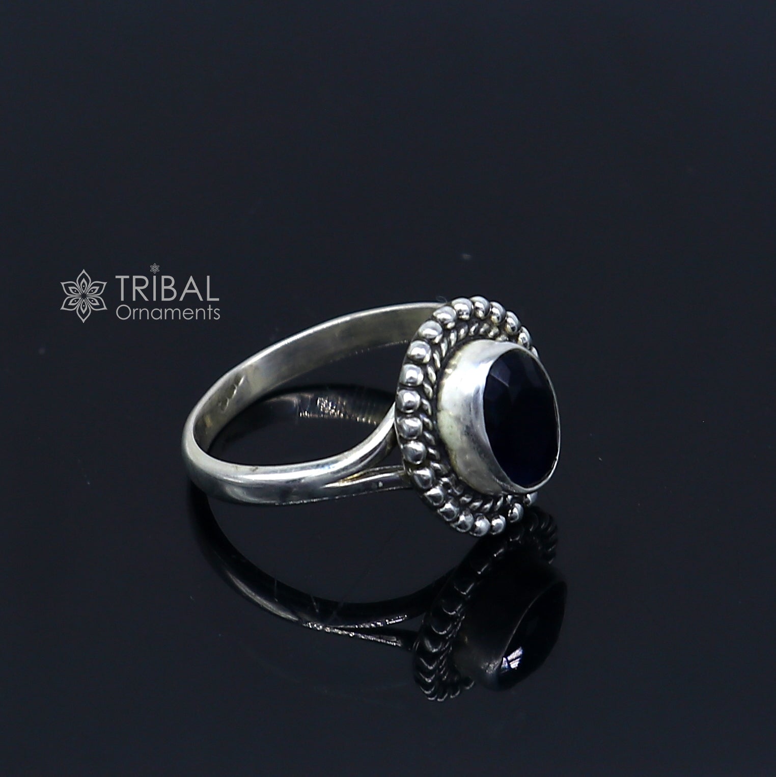 925 sterling silver black colour stone ring Jewelry sr732 - TRIBAL ORNAMENTS