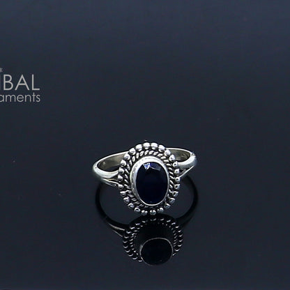 925 sterling silver black colour stone ring Jewelry sr732 - TRIBAL ORNAMENTS