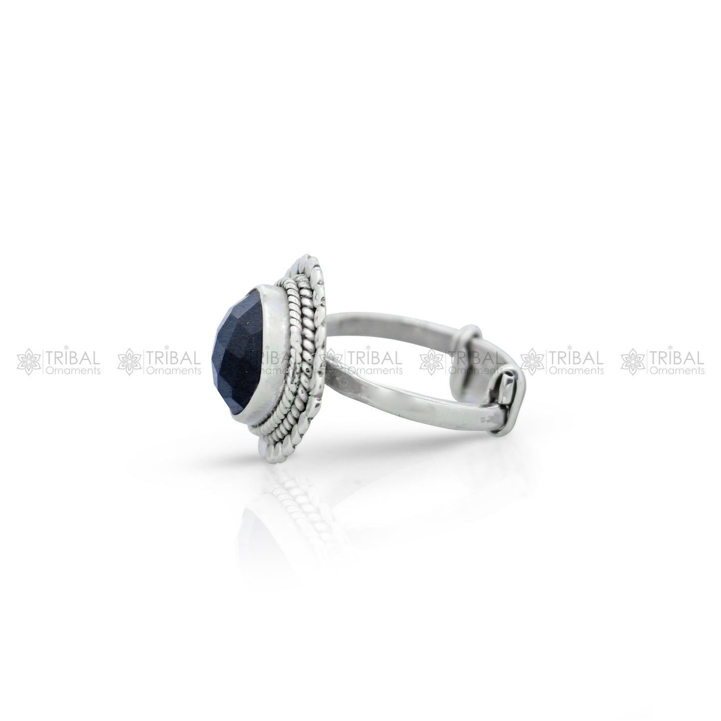 925 sterling silver black colour stone ring Jewelry sr732 - TRIBAL ORNAMENTS