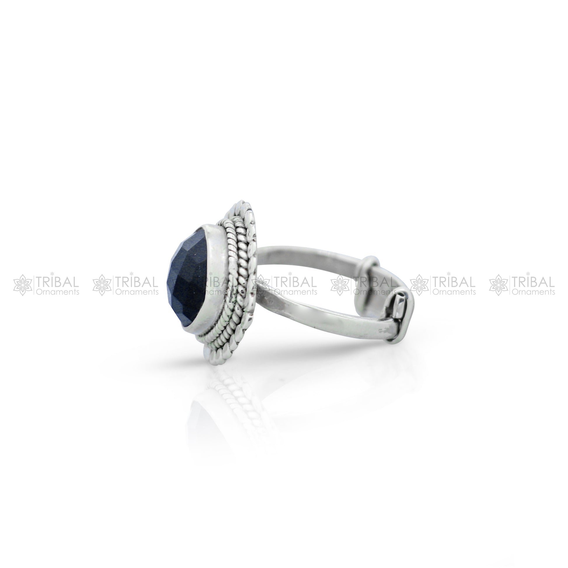 925 sterling silver black colour stone ring Jewelry sr732 - TRIBAL ORNAMENTS