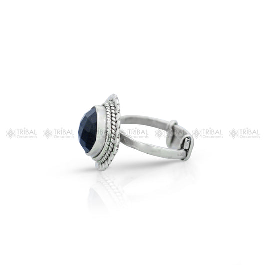 925 sterling silver black colour stone ring Jewelry sr732 - TRIBAL ORNAMENTS