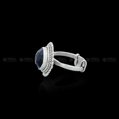 925 sterling silver black colour stone ring Jewelry sr732 - TRIBAL ORNAMENTS