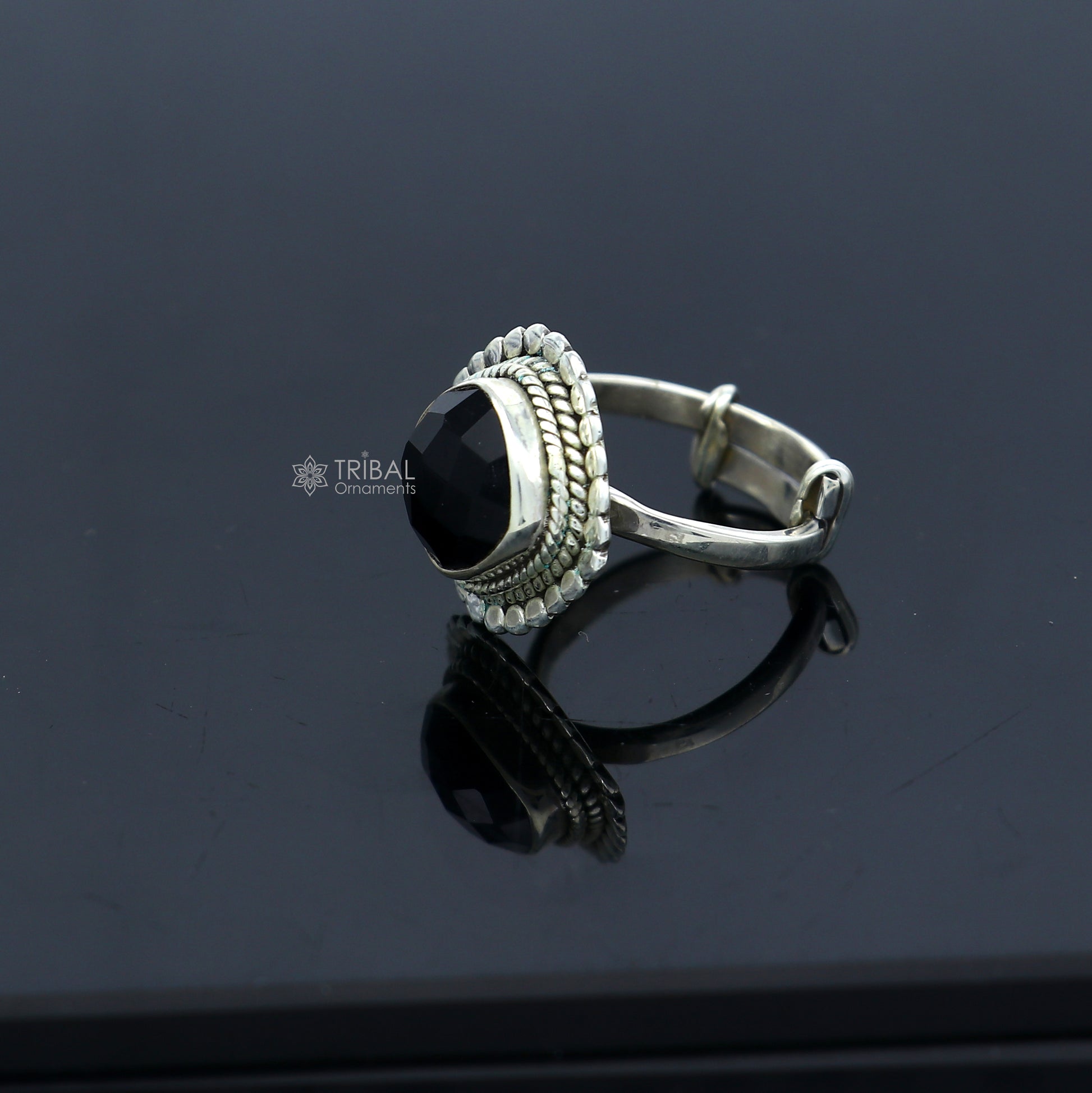 925 sterling silver black stone ring Jewelry sr724 - TRIBAL ORNAMENTS