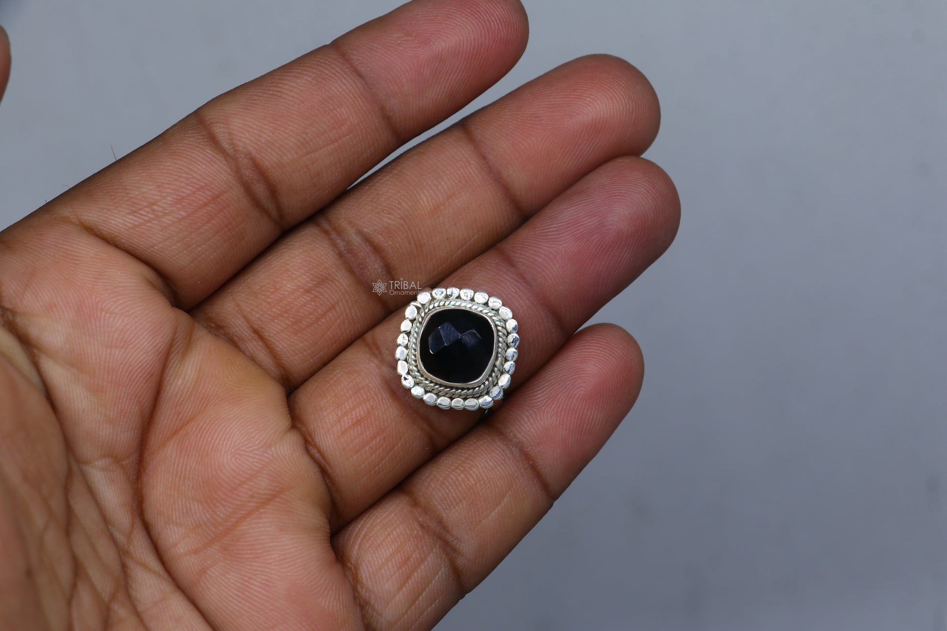 925 sterling silver black stone ring Jewelry sr724 - TRIBAL ORNAMENTS