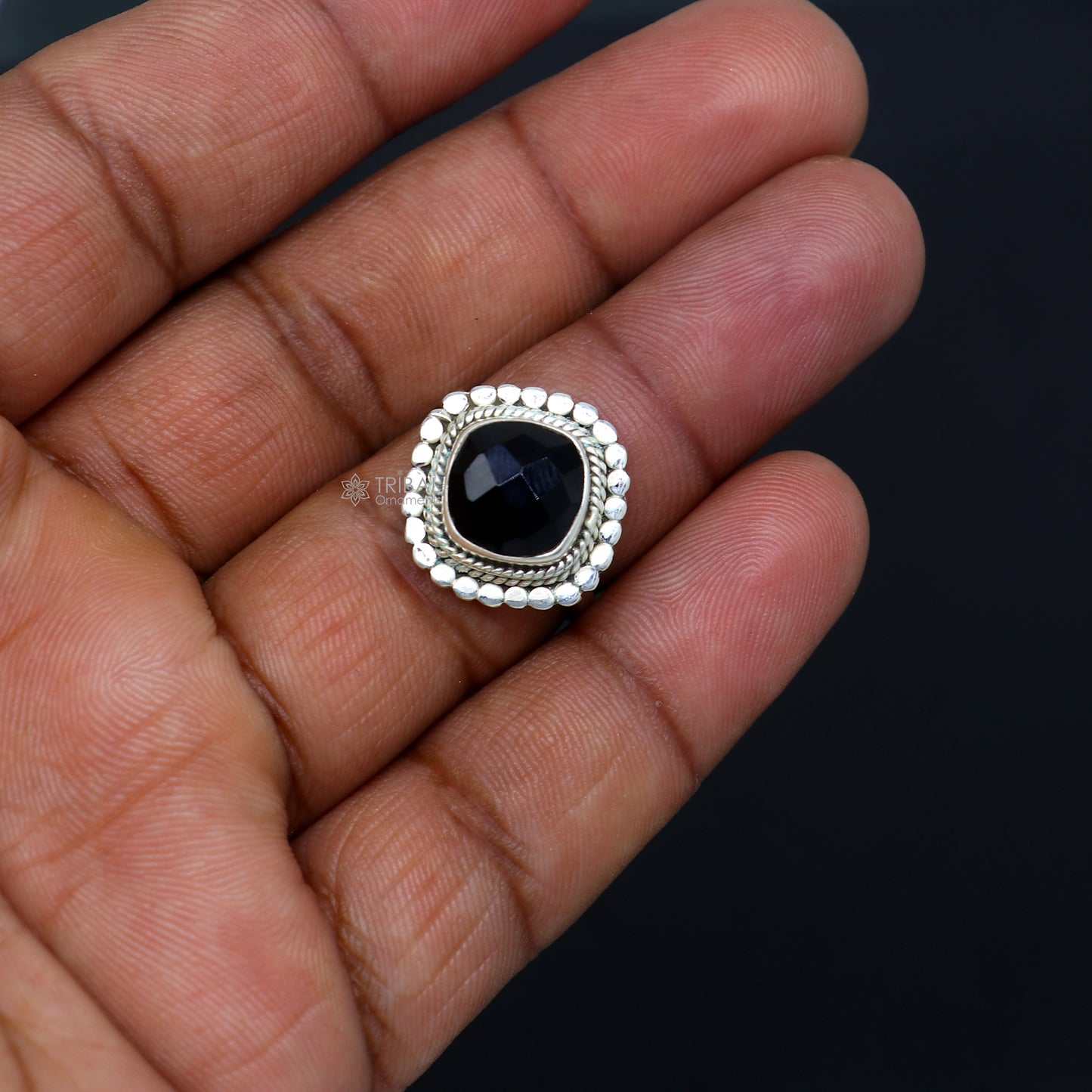 925 sterling silver black stone ring Jewelry sr724 - TRIBAL ORNAMENTS