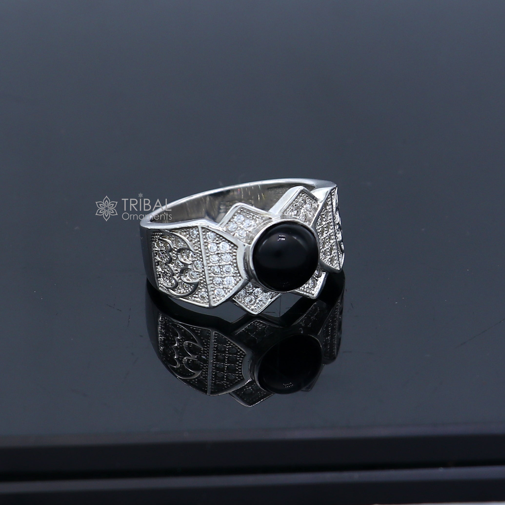 925 sterling silver black stone ring Jewelry sr725 | TRIBAL ORNAMENTS