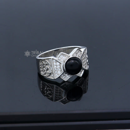 925 sterling silver black stone ring Jewelry sr725 - TRIBAL ORNAMENTS
