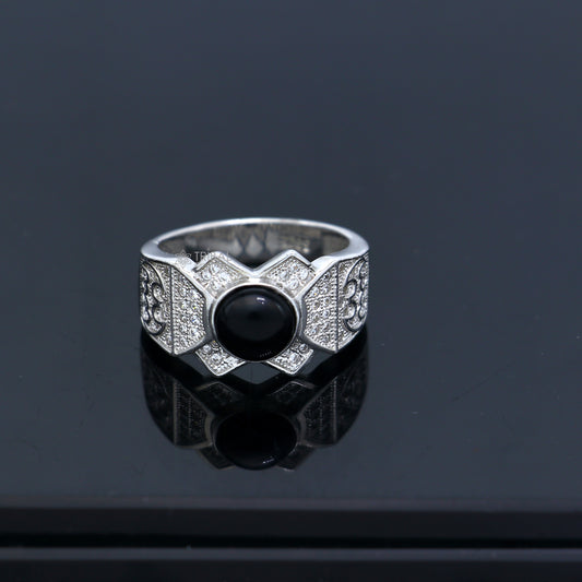 925 sterling silver black stone ring Jewelry sr725 - TRIBAL ORNAMENTS