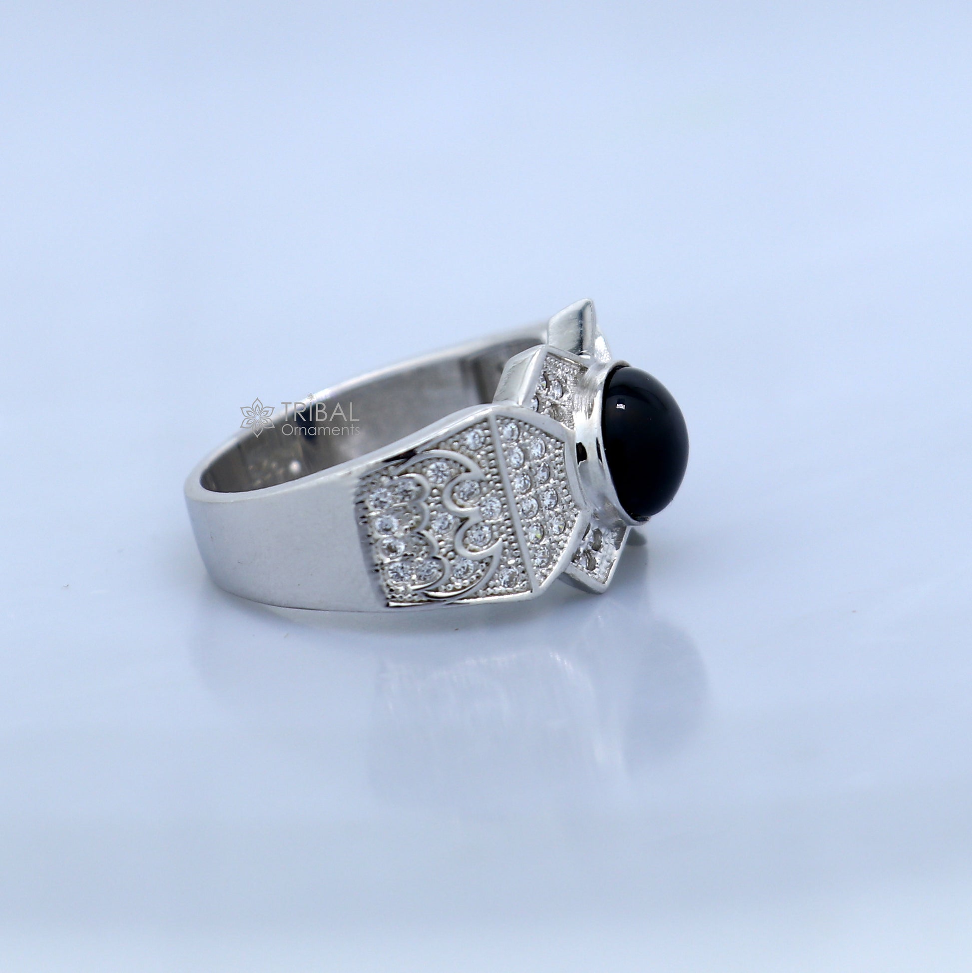 925 sterling silver black stone ring Jewelry sr725 - TRIBAL ORNAMENTS