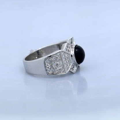 925 sterling silver black stone ring Jewelry sr725 - TRIBAL ORNAMENTS