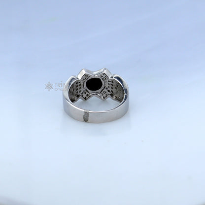925 sterling silver black stone ring Jewelry sr725 - TRIBAL ORNAMENTS