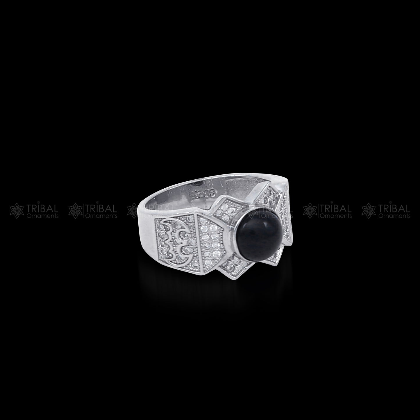 925 sterling silver black stone ring Jewelry sr725 - TRIBAL ORNAMENTS