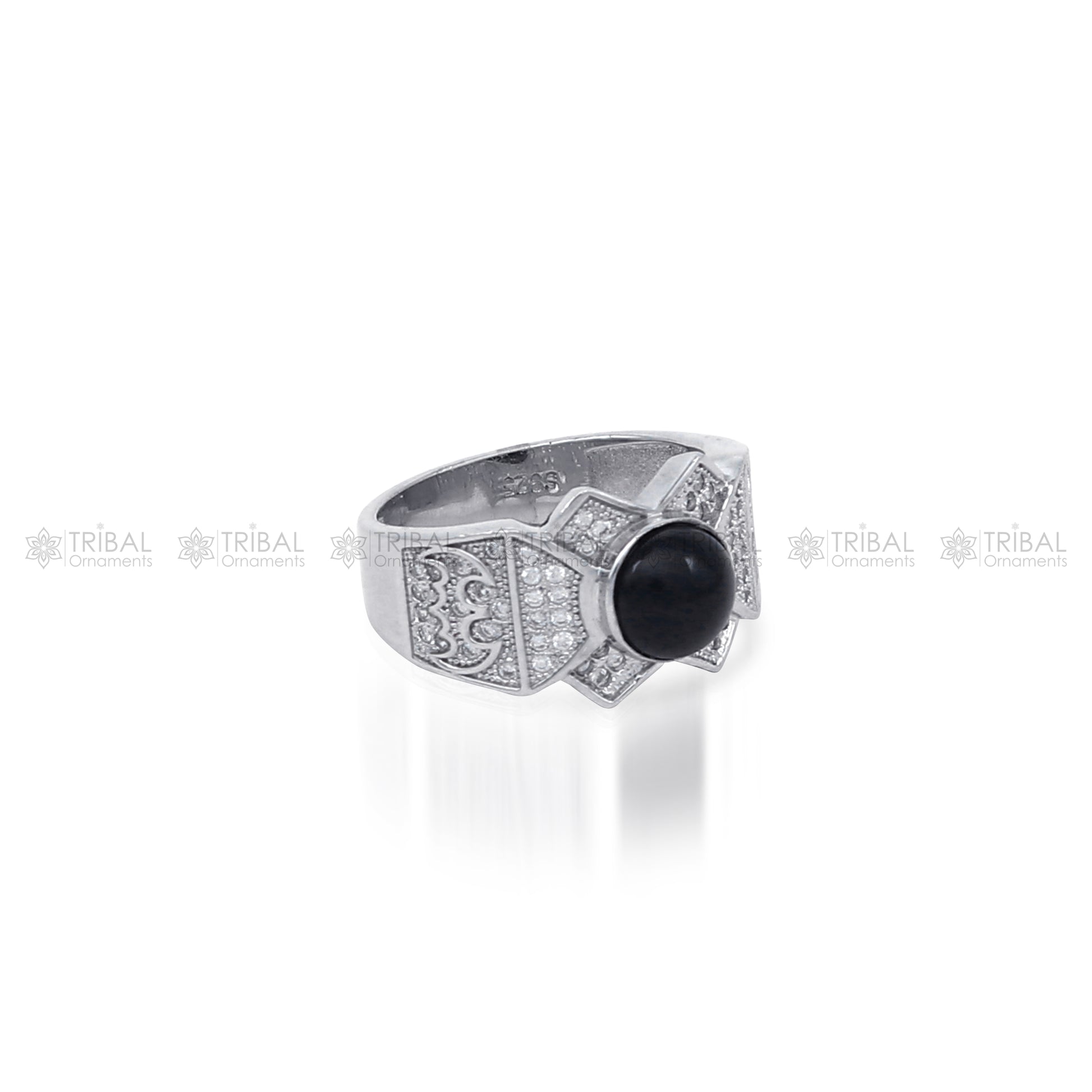 925 sterling silver black stone ring Jewelry sr725 - TRIBAL ORNAMENTS