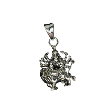 Sterling silver Goddess Bhawani Durga Maa pendant, unisex tribal jewelry, personalized silver locket by TRIBAL ORNAMENTS.