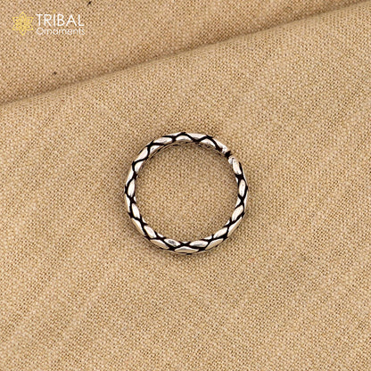 925 sterling silver block pattern stylish ring unisex Jewelry sr793 - TRIBAL ORNAMENTS