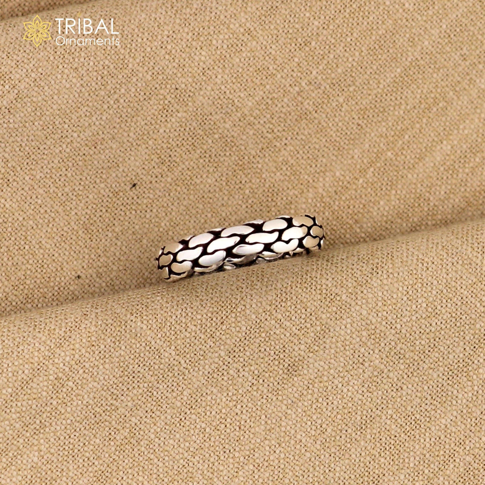 925 sterling silver block pattern stylish ring unisex Jewelry sr793 - TRIBAL ORNAMENTS