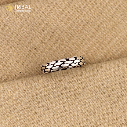 925 sterling silver block pattern stylish ring unisex Jewelry sr793 - TRIBAL ORNAMENTS