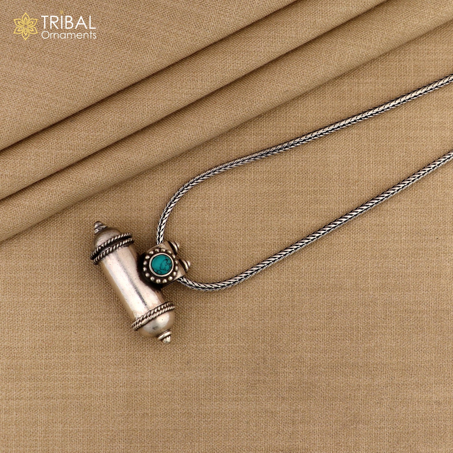 925 sterling silver blue turquoise stone box amulet pendant, container pendant unisex jewelry nsp389 - TRIBAL ORNAMENTS