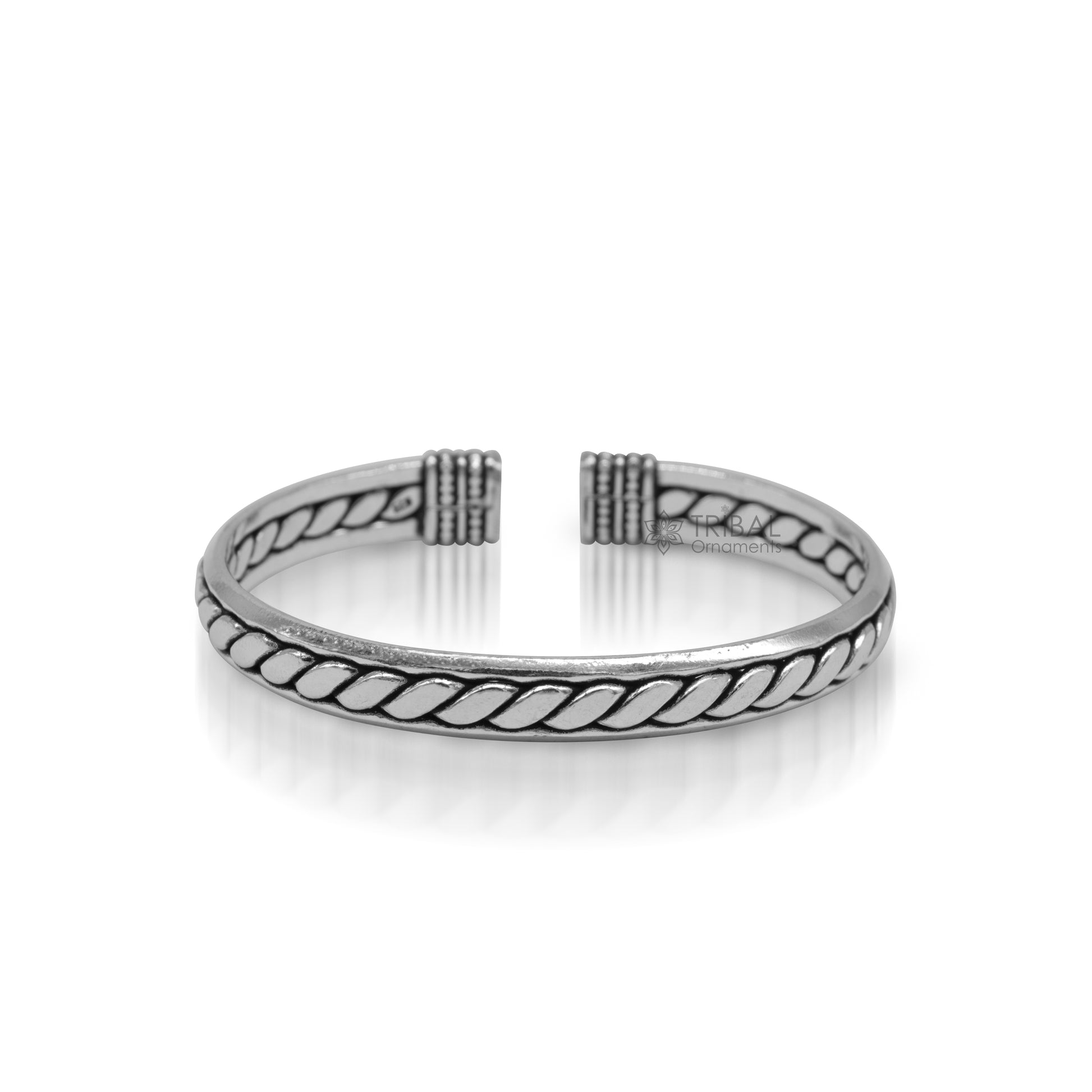 925 sterling silver bright cuff bangle bracelet kada, gorgeous open face adjustable bracelet unisex Indian stylish jewelry cuff122 - TRIBAL ORNAMENTS