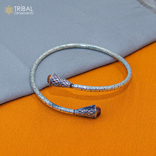 925 sterling silver handmade rudraksha kada bracelet unisex kada  nsk899 - TRIBAL ORNAMENTS