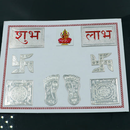 925 sterling silver combo diwali pooja set su1323 - TRIBAL ORNAMENTS