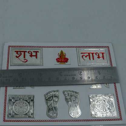 925 sterling silver combo diwali pooja set su1323 - TRIBAL ORNAMENTS