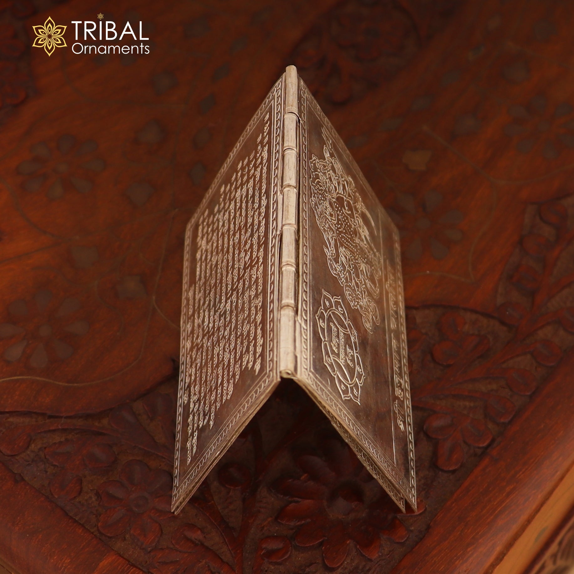 925 sterling silver complete Shree Hanuman Chalisa 4 page book In hindi , puja article su1376 - TRIBAL ORNAMENTS