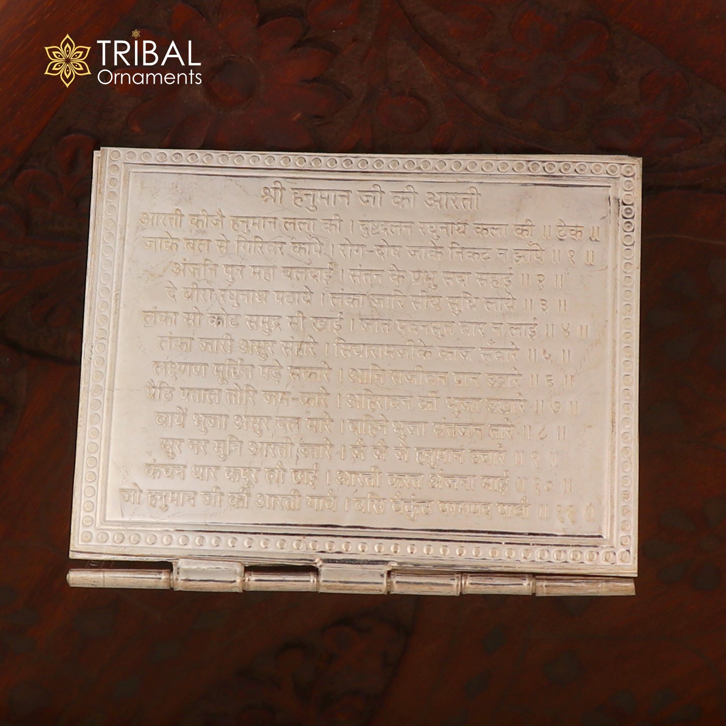 925 sterling silver complete Shree Hanuman Chalisa 4 page book In hindi , puja article su1376 - TRIBAL ORNAMENTS